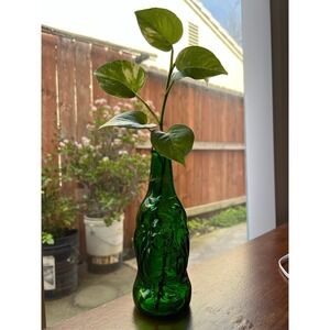 Lucky Buddha Beer Green Glass Embossed‎ Enlightened Shaped Empty Bottle Imported